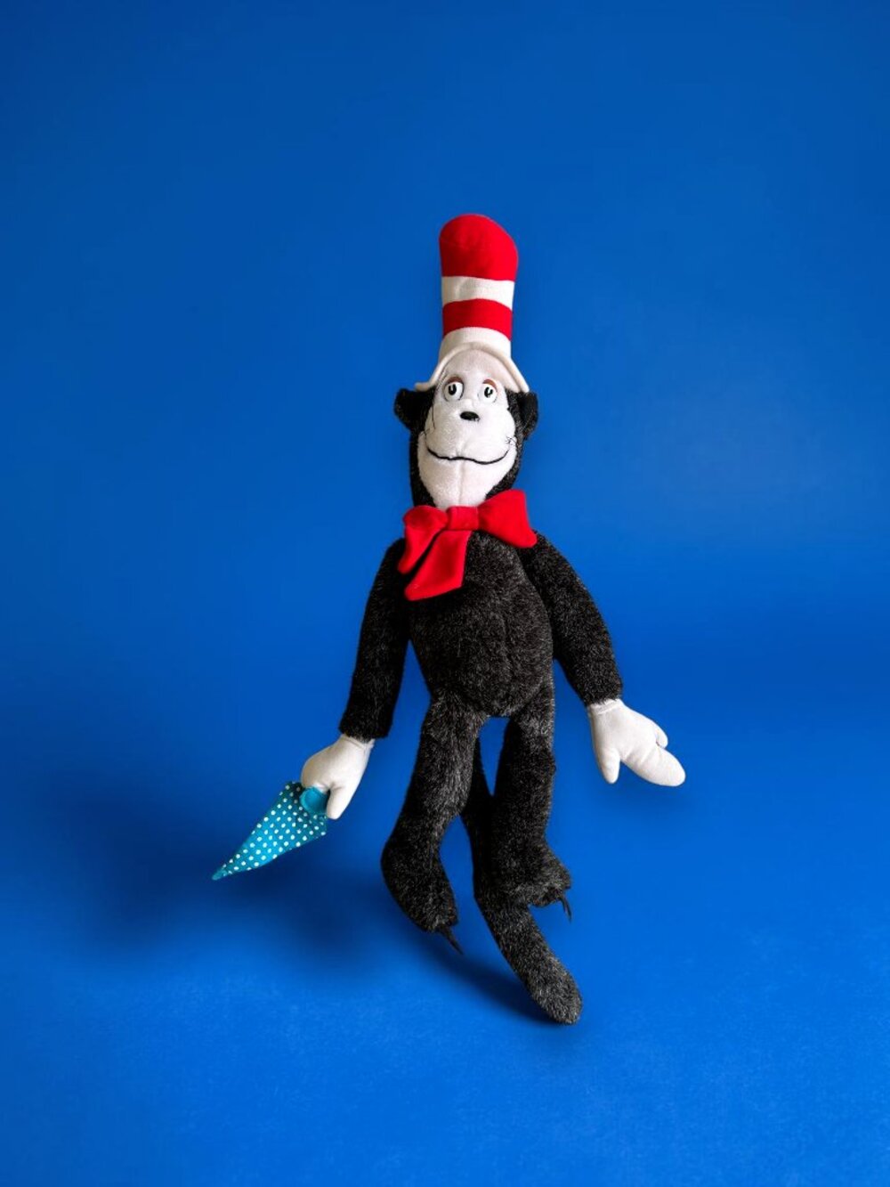 Dr Seuss Cat in the Hat 25” Large Plush Blue Umbrella Coleco Vintage 1983